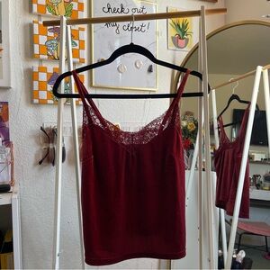 dark red velvet and lace